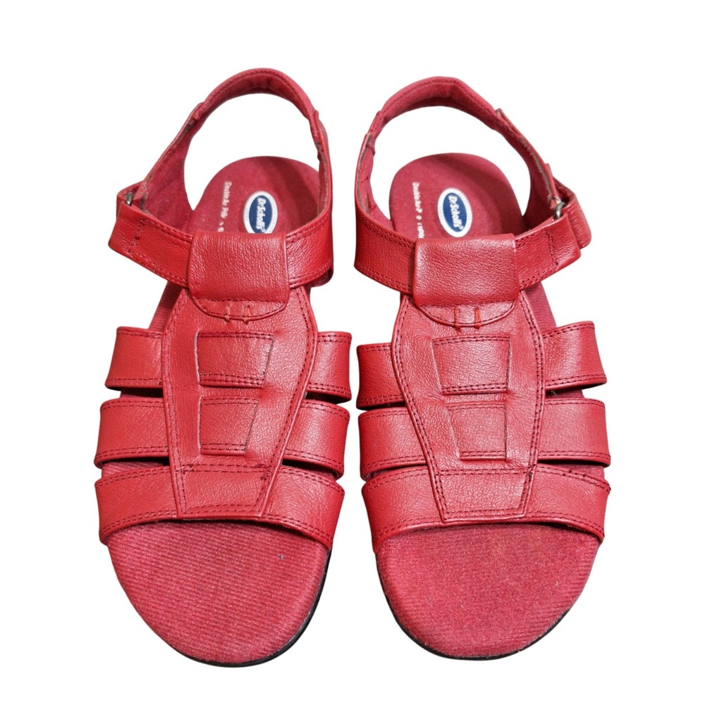 Dr Scholls Women's 6.5 M Red Leather Fisherman Sandals Advanced Comfort E09-25